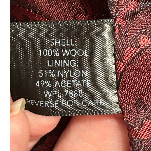 Vintage Wool Pea Coat Charcoal Gray Anne Klein Paisley Lined Womens Petite 4P - Picture 9 of 9